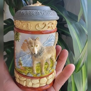 Vintage Wolf Beer Stein Decor